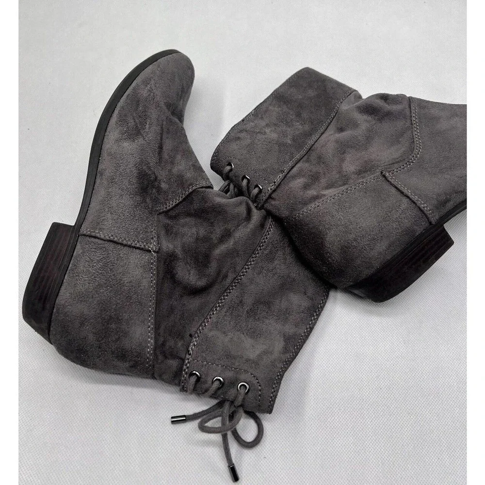 Indigo Rd Joss Faux Suede Slip On Ankle Booties Boots Gray Women's Size 8